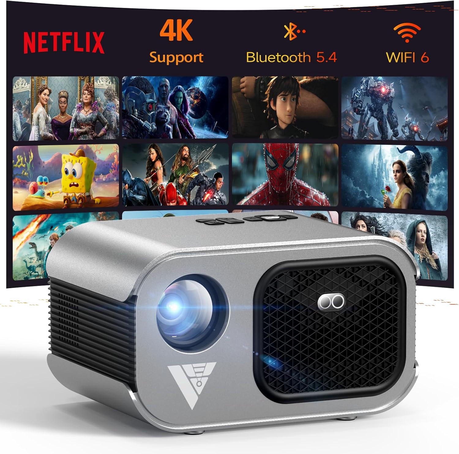 Portable Outdoor Smart Projector with 4K Support and WiFi