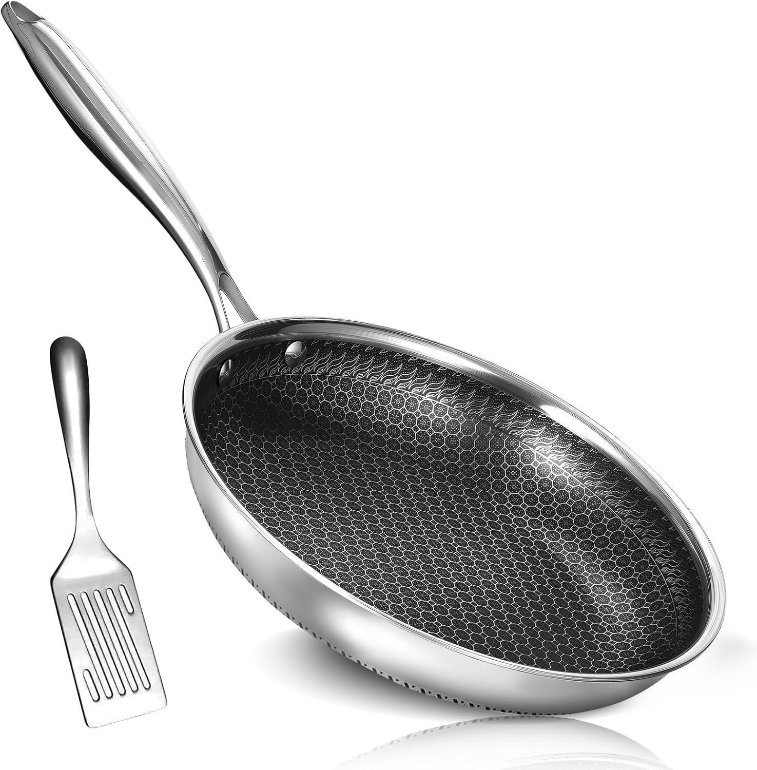 12 Inch Non Stick Frying Pan with Stainless Steel Skillet Design