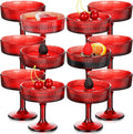 12 Pcs Ribbed Vintage Coupe Glasses 7 oz Martini Glasses - Elegant Red