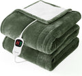 Electric Heated Blanket Twin 62x84 in Green - Fast Heating