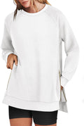 Women's Oversized Crewneck Sweatshirt Tunic with Side Zipper - Loose