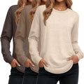 Ficerd 3 Pack Women's Long Sleeve Tunic Tops - Comfortable Everyday