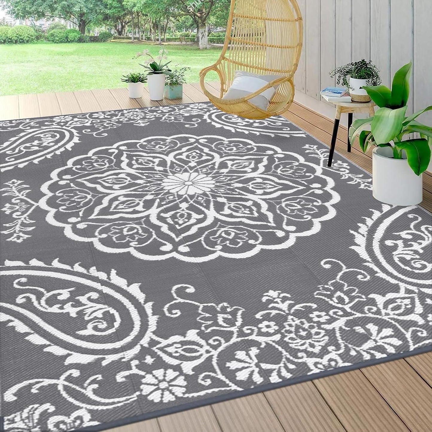 Pauwer Waterproof Outdoor Rug 9x12 for Patio and Camping