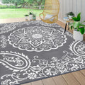 Pauwer Waterproof Outdoor Rug 10x14 - Reversible Patio Mat