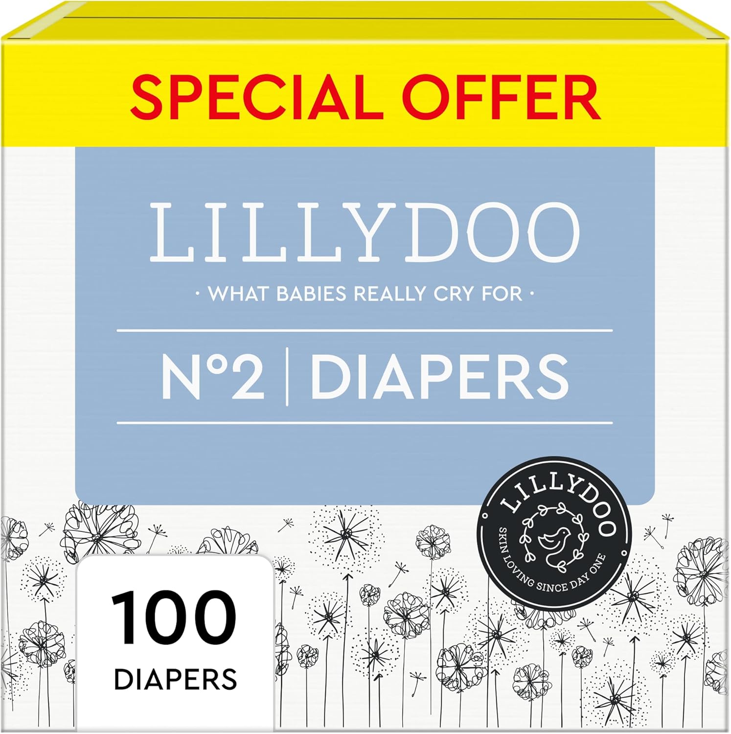 LILLYDOO Size 2 Diapers - Half-Month Supply, Skin-Friendly & Absorbent!