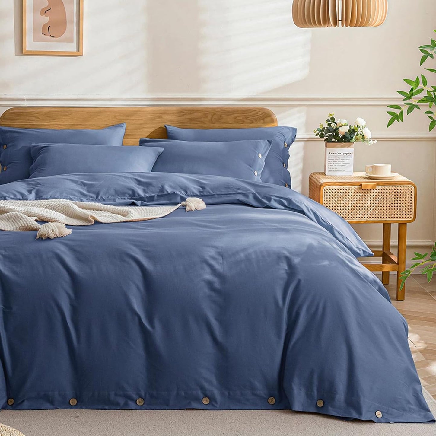 JELLYMONI Cotton Duvet Cover Full Size - Soft Blue Bedding Set