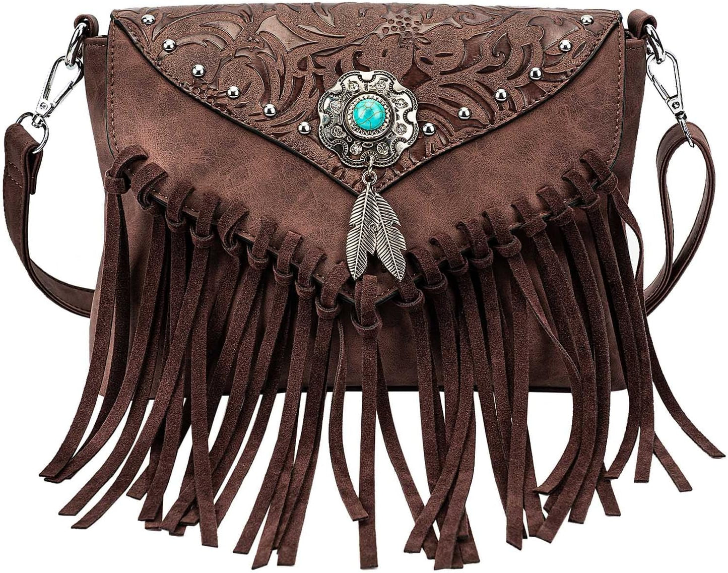 Small Crossbody Bags for Women with Turquoise Concho Design