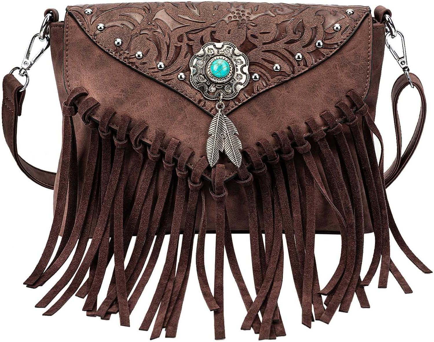 Small Crossbody Bags for Women with Turquoise Concho Design