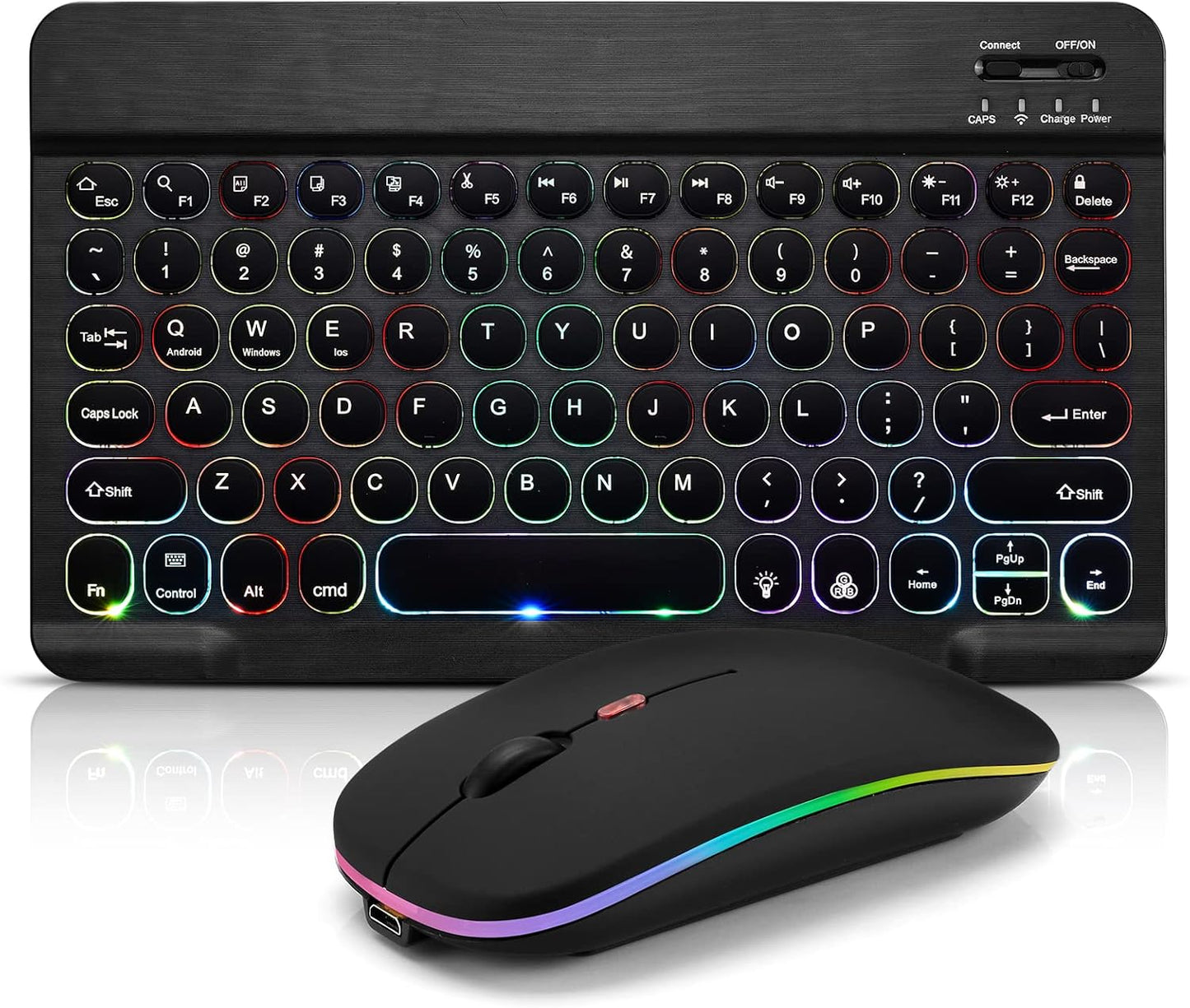 Guiheng Ultra-Slim Bluetooth Keyboard & Mouse - 7-Color Backlit