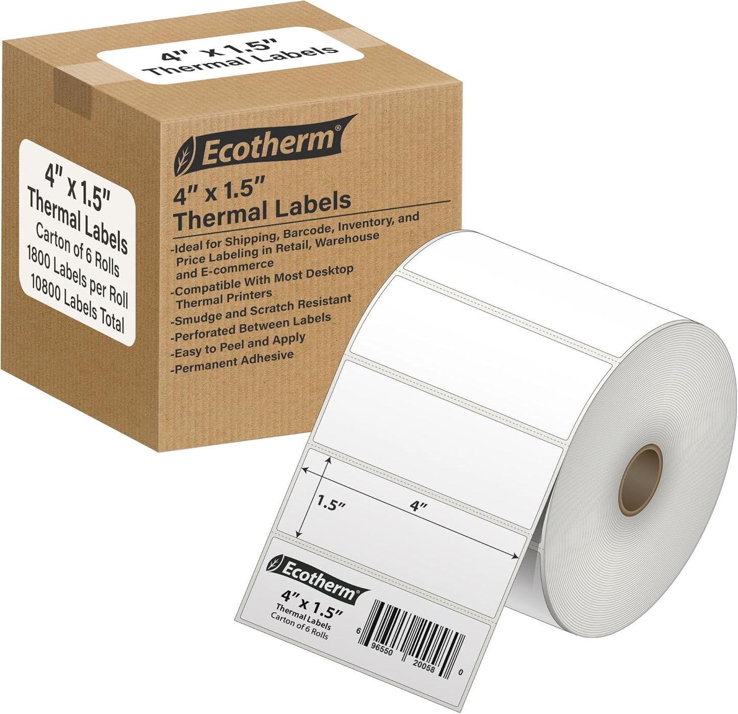 4 x 1.5 Thermal Labels for Zebra, Munbyn, Rollo Printers