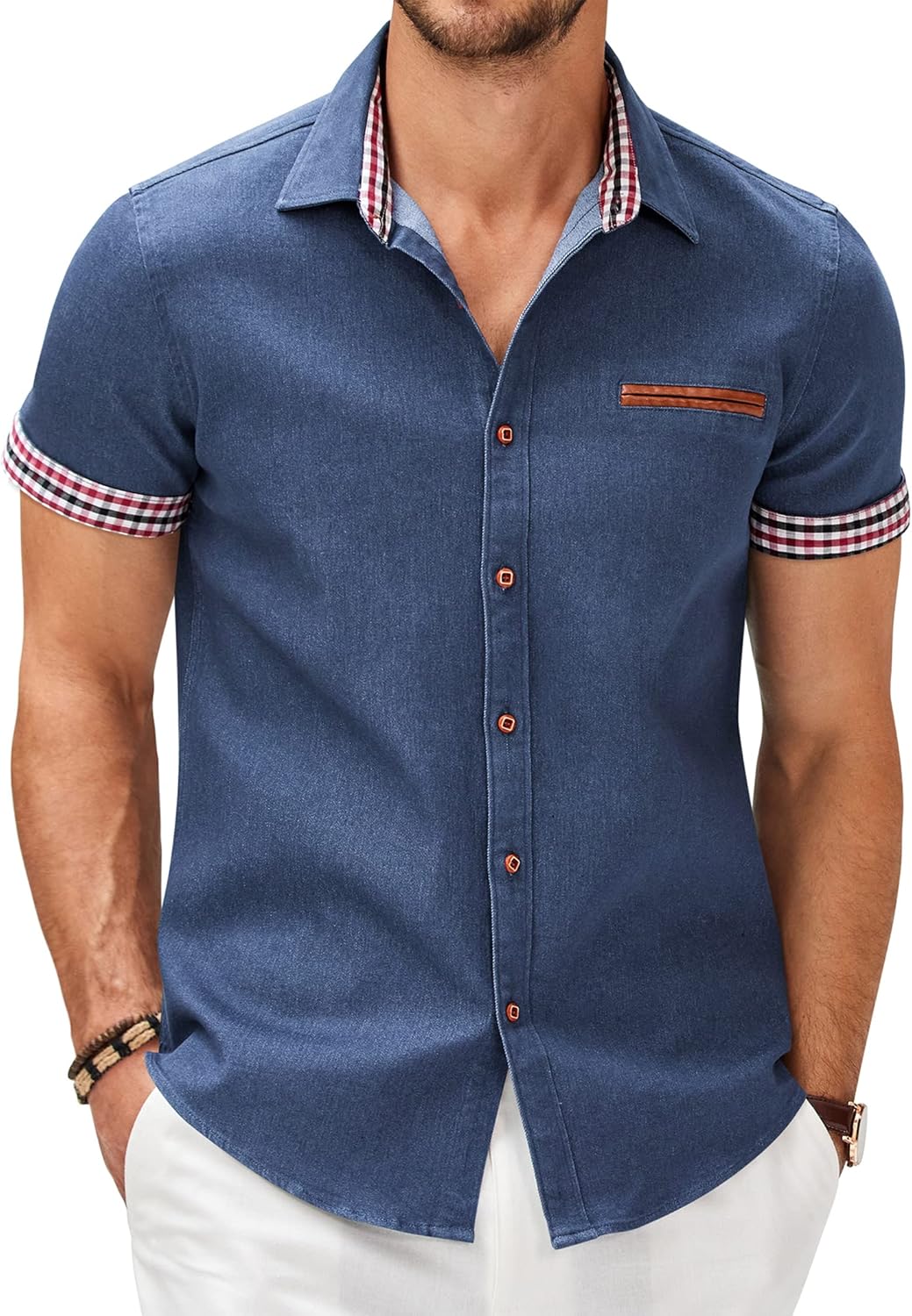 COOFANDY Men's Casual Cotton Short Sleeve Button Down Shirt