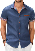 Men's Casual Cotton Short Sleeve Button Down Shirt - Stylish Everyday