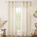 Beige Linen Curtains 2 Panels Set 84 in - Light Filtering Bronze