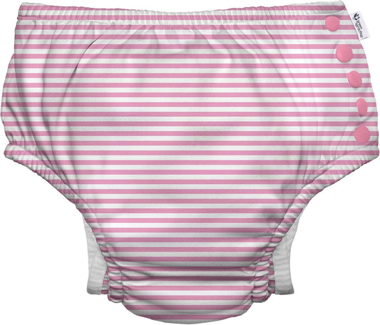 UPF 50 Eco Snap Swim Diaper - Light Pink Pinstripe