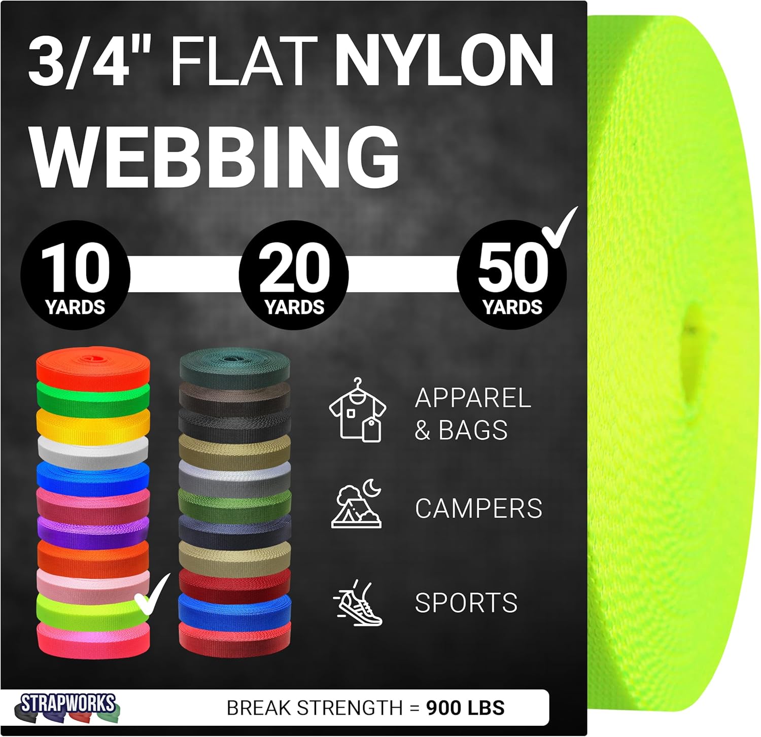 3/4 Inch Heavy Duty Nylon Webbing Strap Roll for Versatile Use