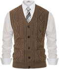 PJ PAUL JONES Men's Sweater Vest V-Neck Sleeveless Cable Knit