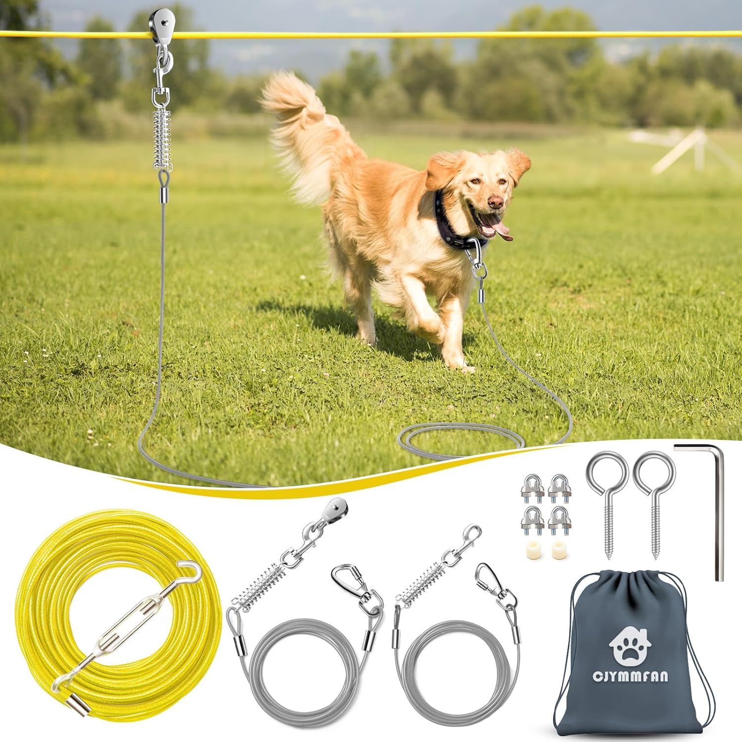 Professional Dog Runner Trolley System for Large Dogs Up to 250lbs