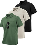 ZITY 3 Pack Polo Shirts for Men with Pocket - Breathable Moisture