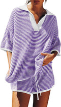 Tankaneo Womens Sweater Set 2 Piece Oversized Knit Lounge (Style WDRQ)