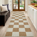 Runner Rug for Hallways 2x6 Checkered Rug - Low Pile, Machine Washable