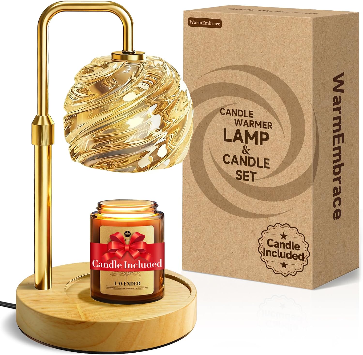 WarmEmbrace Candle Warmer Lamp with Lavender Candle Set
