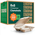 100% Compostable 3-Compartment Clamshell To Go Containers - Bulk Pack