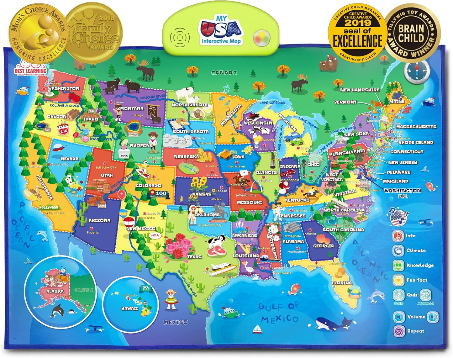 BEST LEARNING i-Poster My USA Interactive Map for Kids Fun
