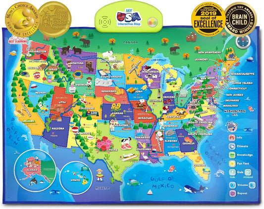 BEST LEARNING i-Poster My USA Interactive Map for Kids Fun
