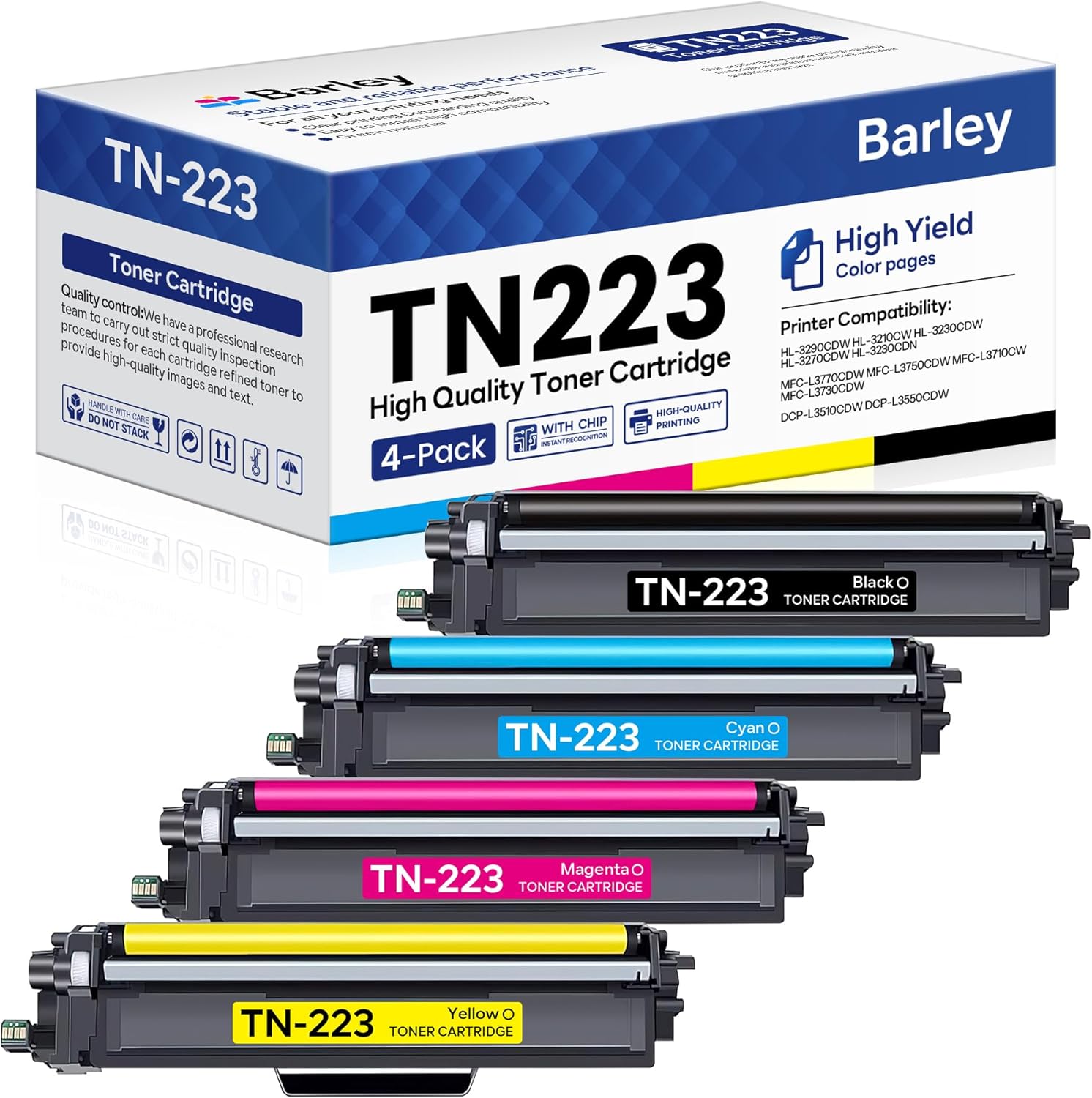 TN223 Toner Cartridge 4 Pack for Brother Printers - High Yield