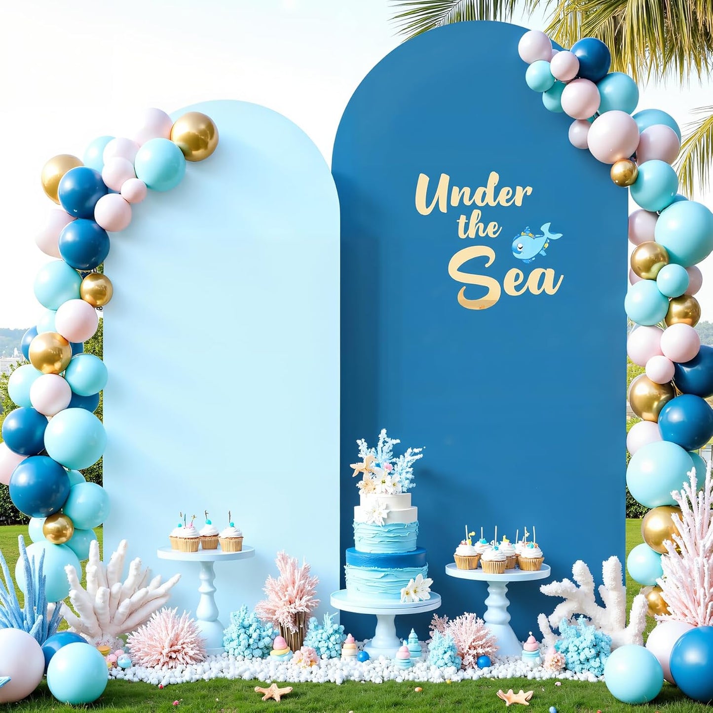 Gradient Blue Arch Backdrop Cover by Tao-Ge for Events