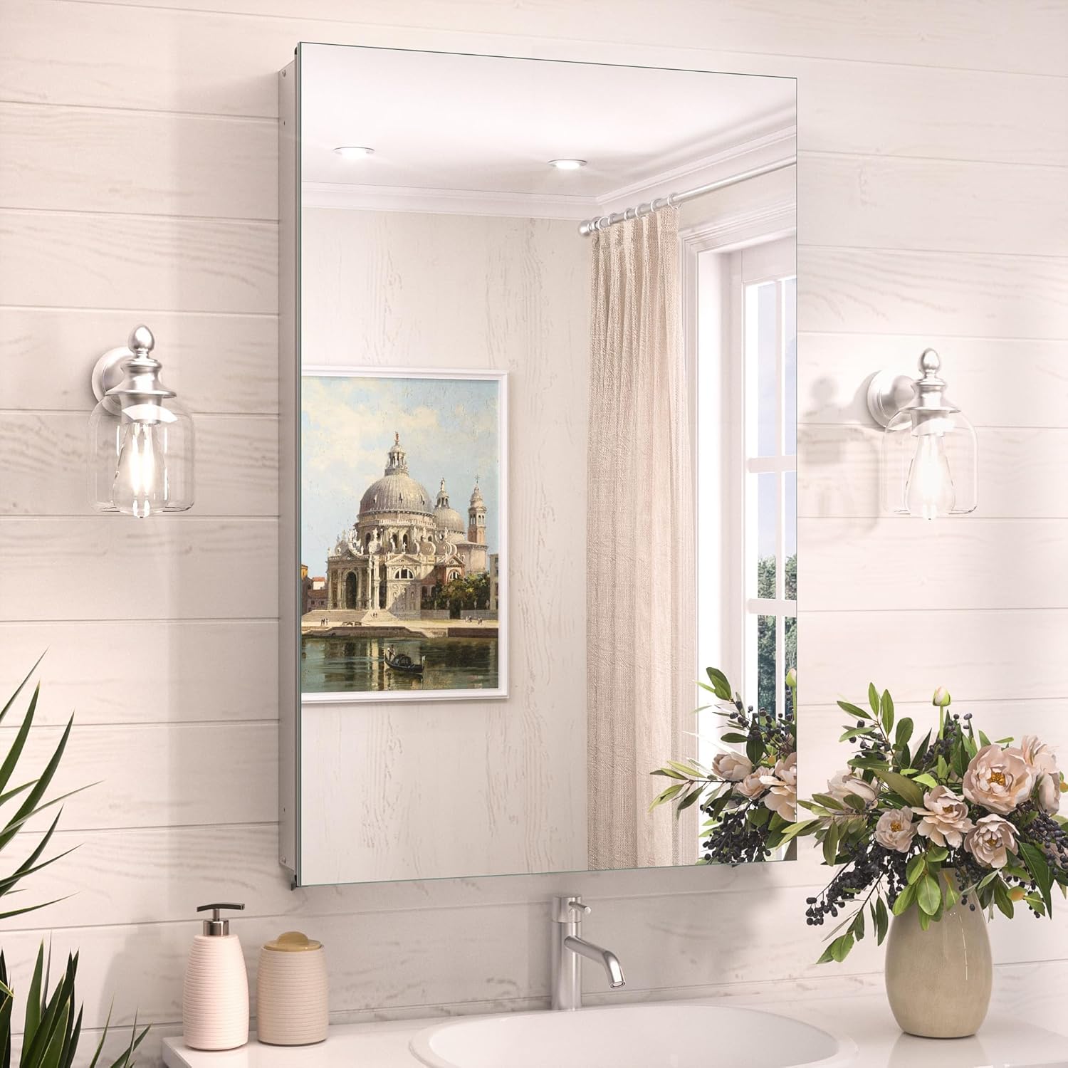 TokeShimi 20x32 Bathroom Cabinet Mirror with Adjustable Shelves
