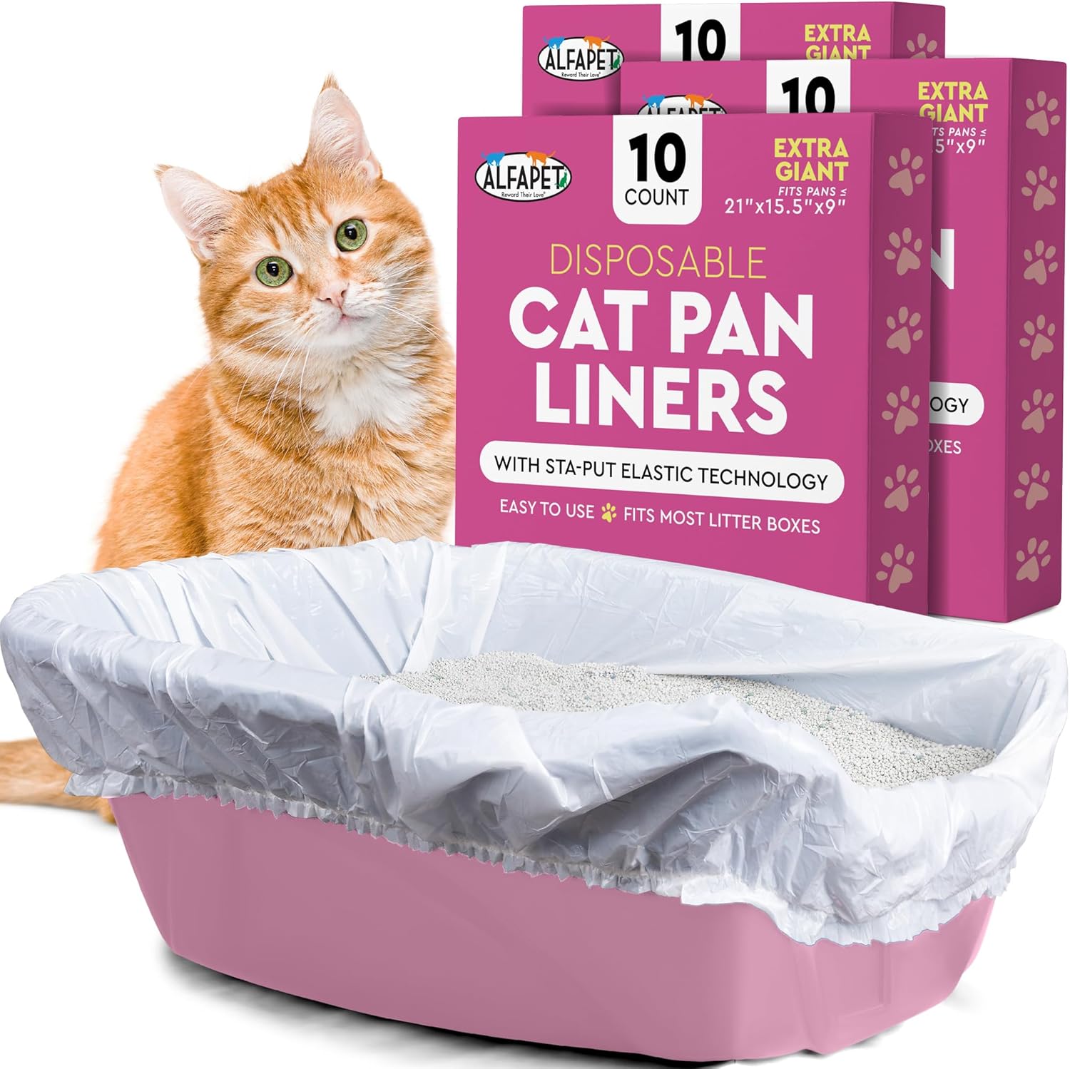 Alfapet Extra Giant Cat Litter Box Liners for Easy Cleanup