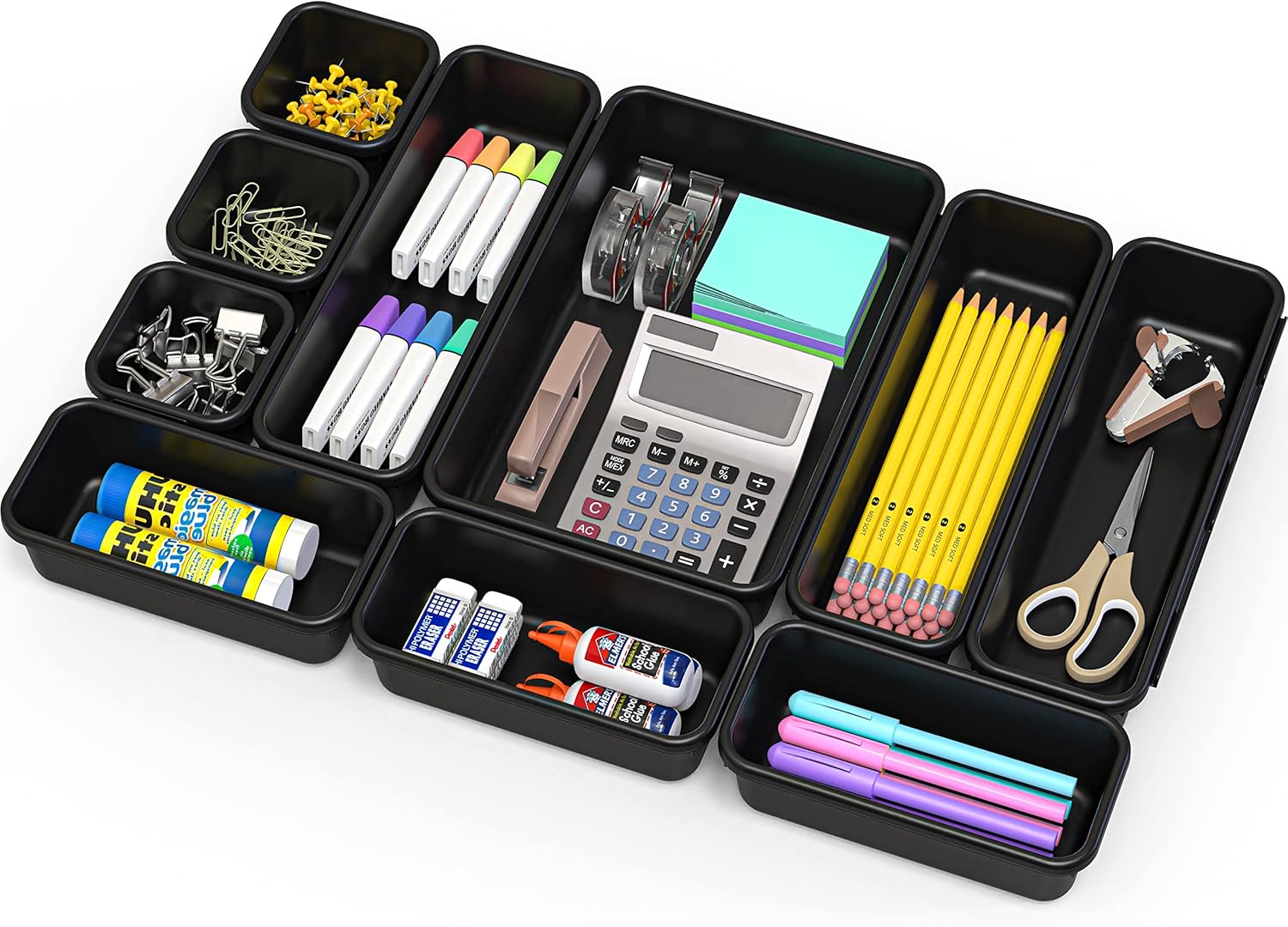 10-Pack Black Drawer Organizer Set by Simple Houseware