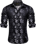 Mens Silk Paisley Dress Shirt Casual Button Down - Slim Fit Look