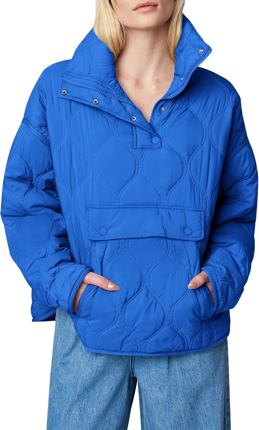 Yousify Womens Puffer Jackets Lightweight Half Zip Up Coat