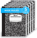 Composition Notebook Wide Ruled 5 Pack - Durable Sewn Binding