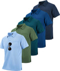 Mens Pocket Polo 5 Pack Short Sleeve - Moisture Wicking Work Shirts