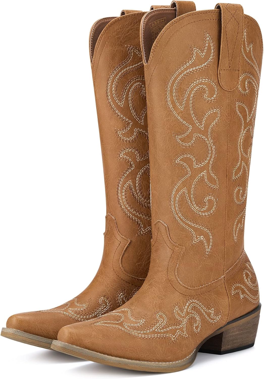 HISEA Rollda Cowboy Boots for Women with Chunky Heel Style