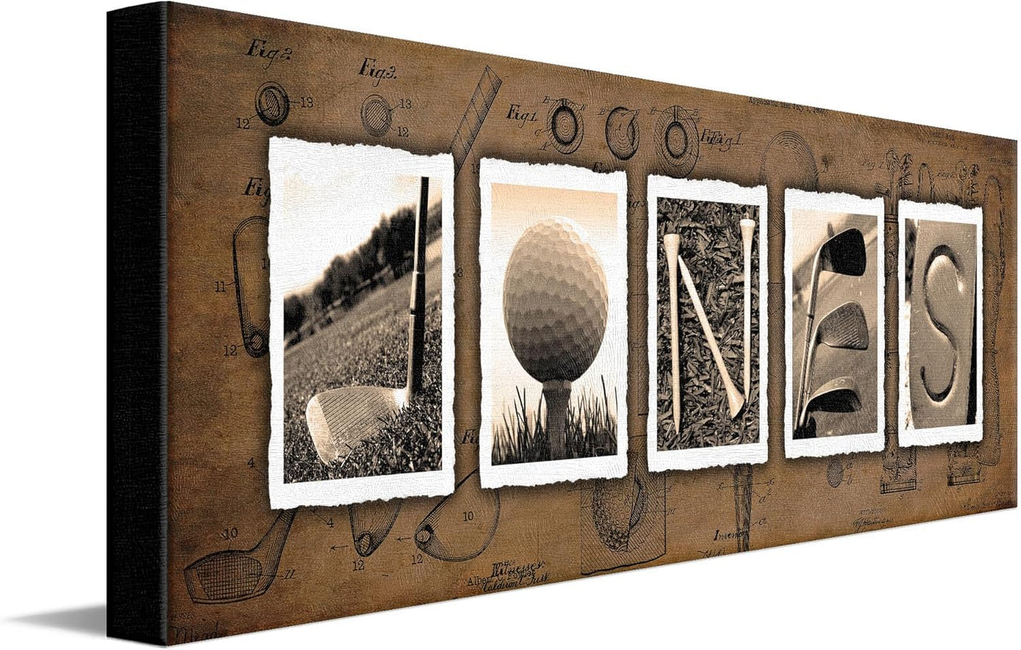 Custom Golf Name Art - Ideal Gift for Golf Fans (9.5 x 26 Vintage)