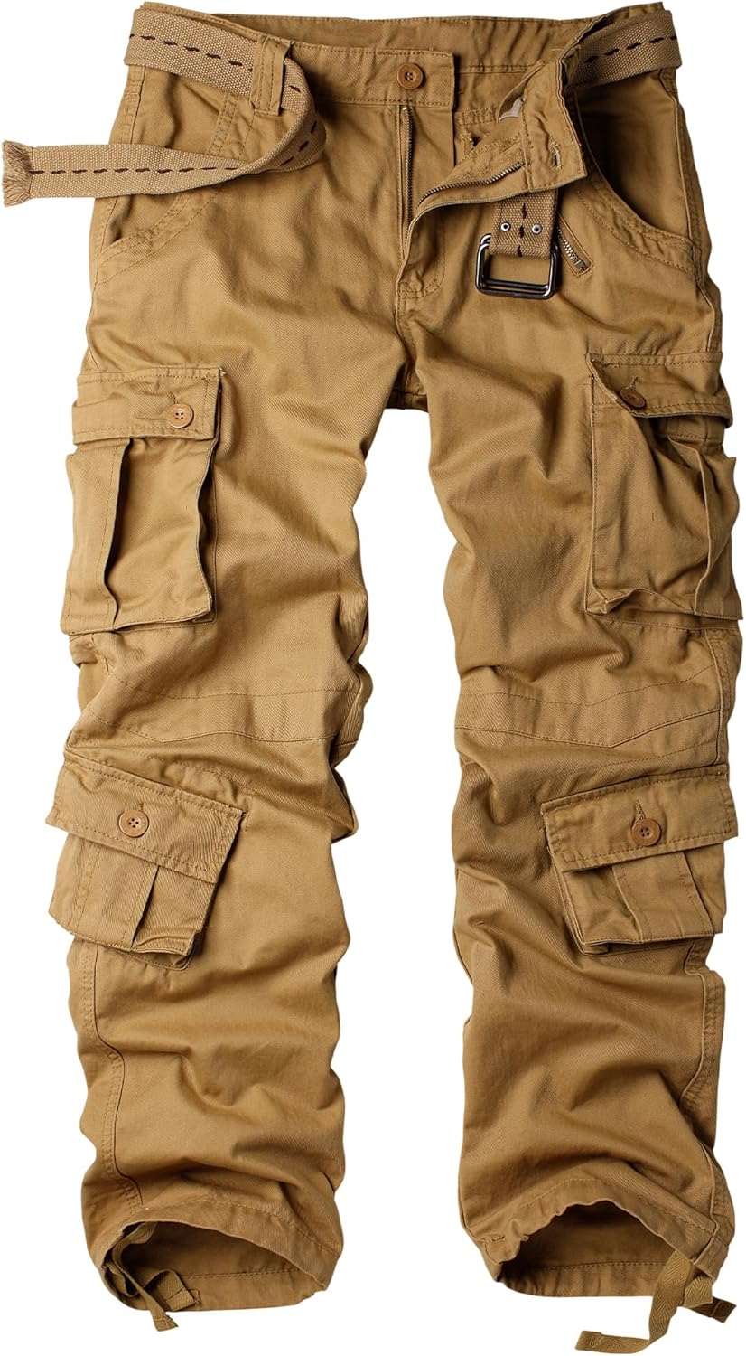 Men's Camo BDU Cargo Tactical Pants with 8 Pockets for Comfort