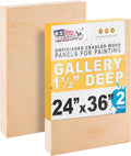 24 in x 36 in Unfinished Cradled Wood Panels 1-1/2 in Deep - 2 Pack