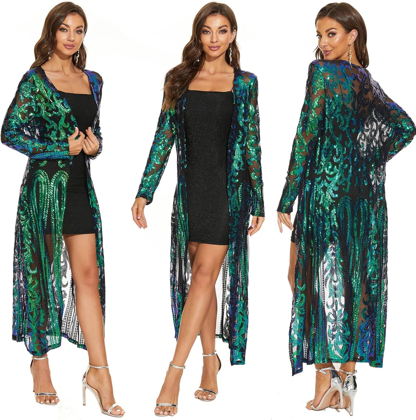 Women's Sequin Cardigan Summer Cover Up Dress for Evening Events