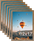 12x17 Picture Frame Set of 6 - Rustic Brown Wall and Table Frames