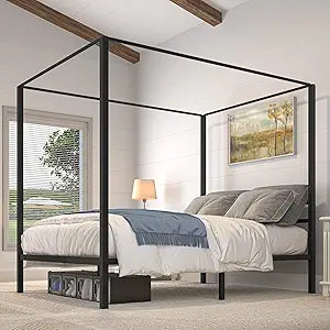 YITAHOME Canopy Bed Frame Metal Four Posters for Queen Size