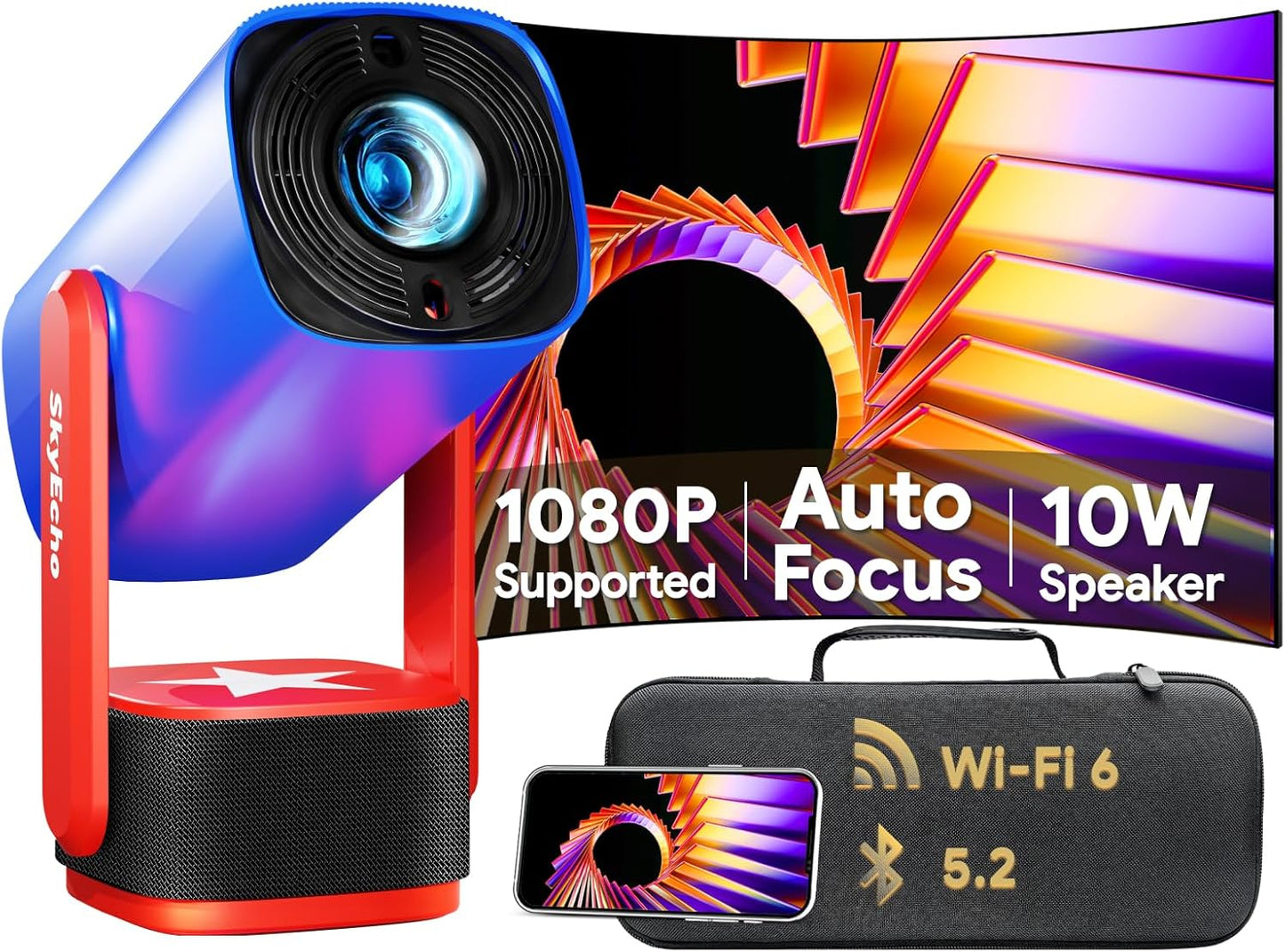 SkyEcho Portable Auto Focus Smart Projector