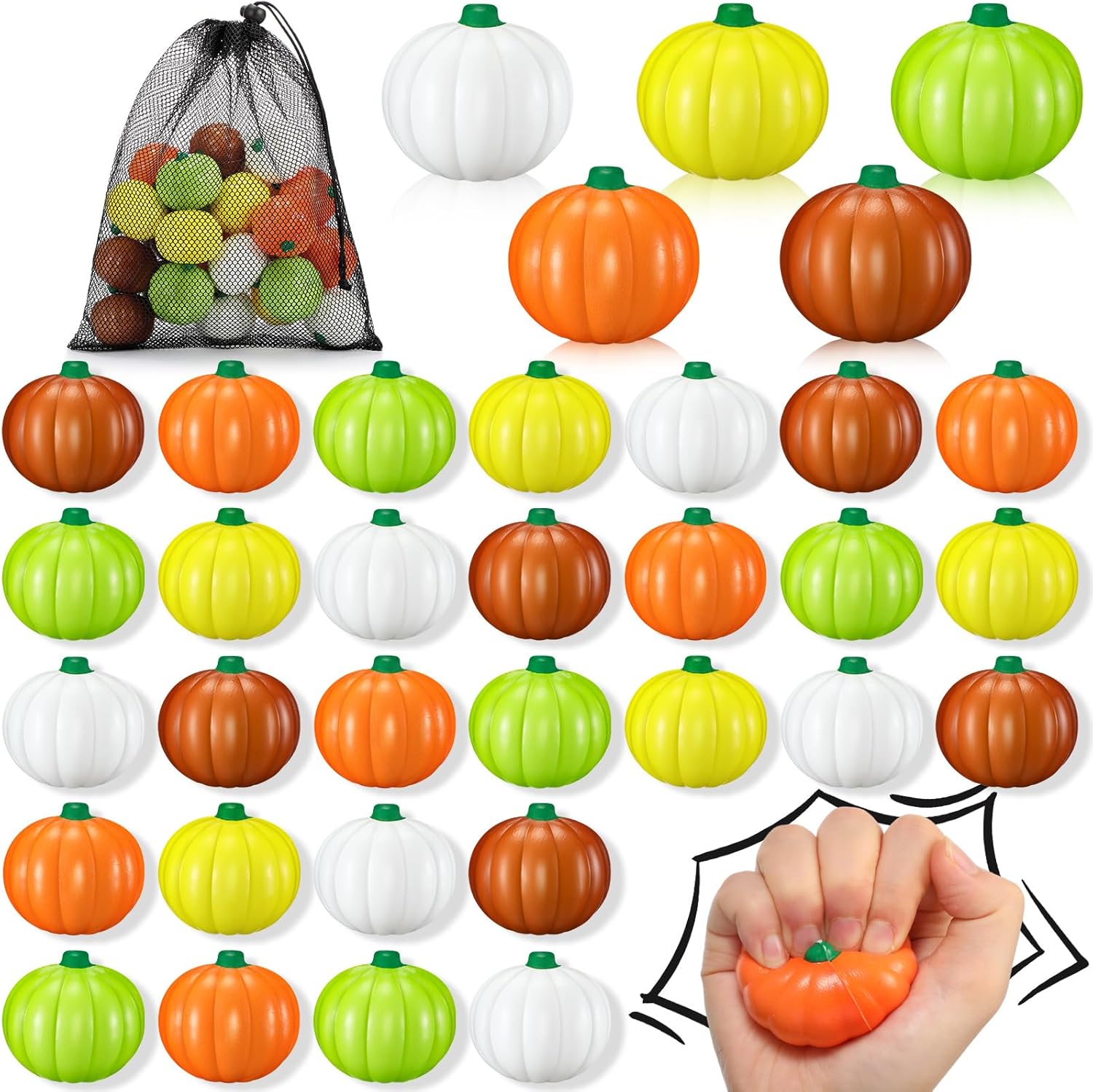 100 Pcs Pumpkin Stress Balls for Fall Party Favors and Fun