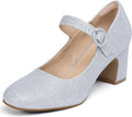 Mary Jane Pumps Closed Toe Low Chunky Block Heels - Classic Comfort