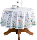 63 in Round Cotton Tablecloth Snowy World - Elegant Watercolor