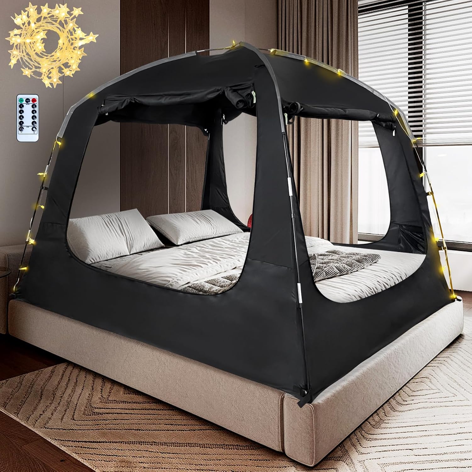 Dreamy Bed Tent: Breathable & Darkening! Adults & Kids. Portable & Spacious