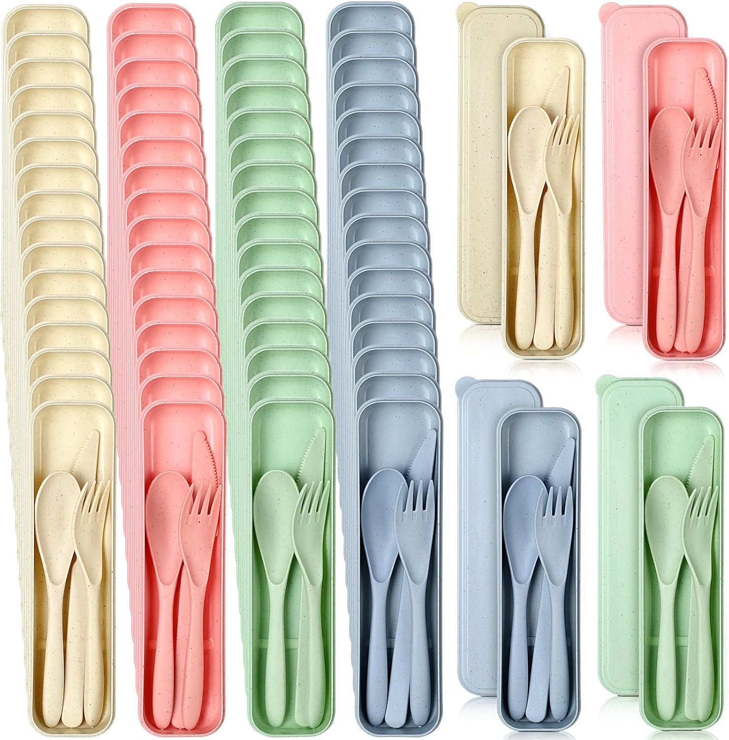 Jinei Reusable Travel Utensils Set with Case for Kids and Adults